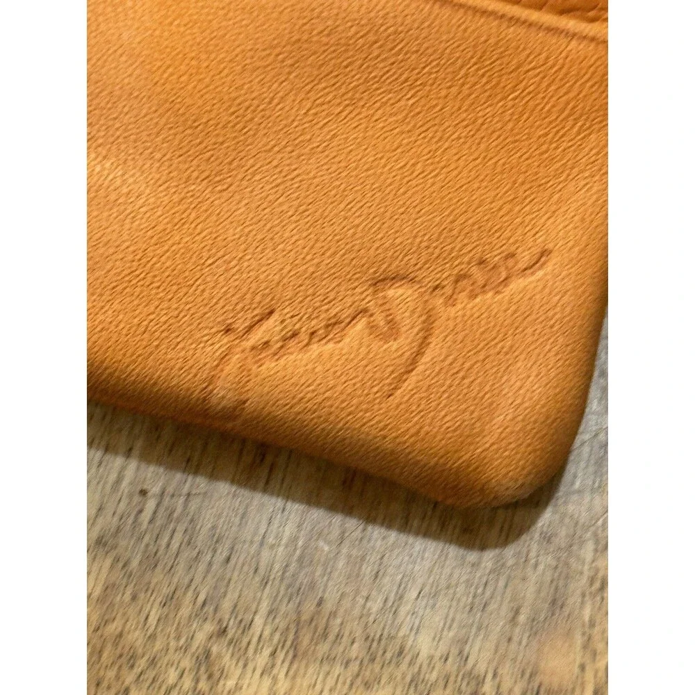 Junior Drake Distressed Orange Soft Leather Long Wallet Gold Hardware READ
